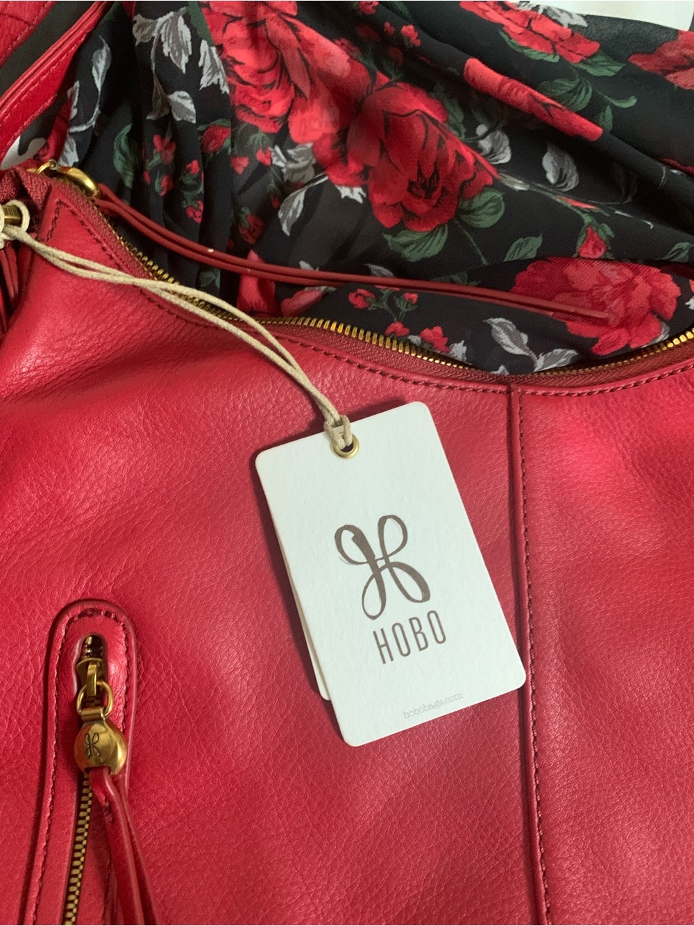 HOBO NWT Merrin Scarlet Red Leather Shoulder Bag / Backpack